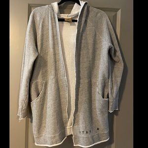good hYOUman gray open front hoodie sweatshirt